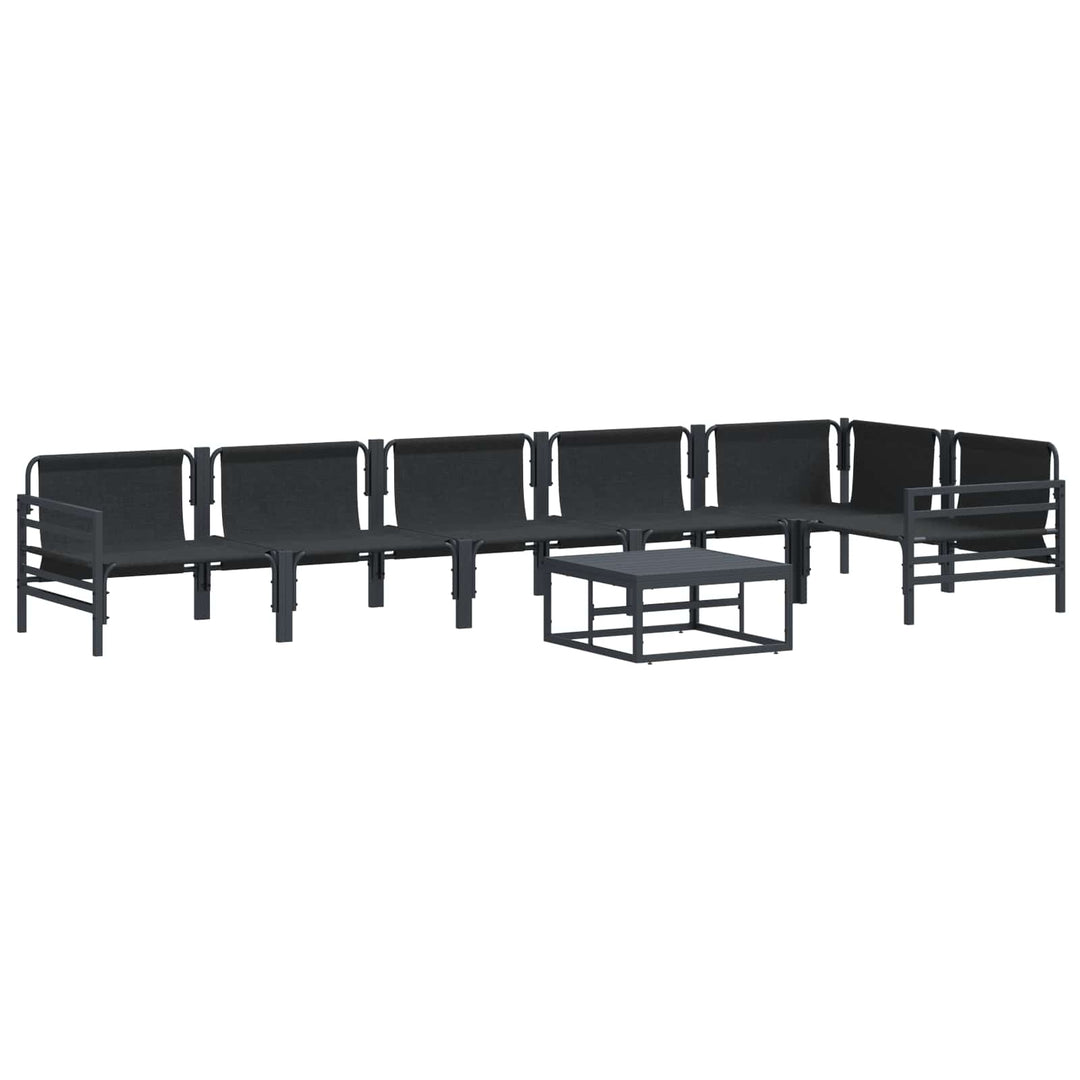 Havesofa Sæt med pude 7 pcs Sort Stål