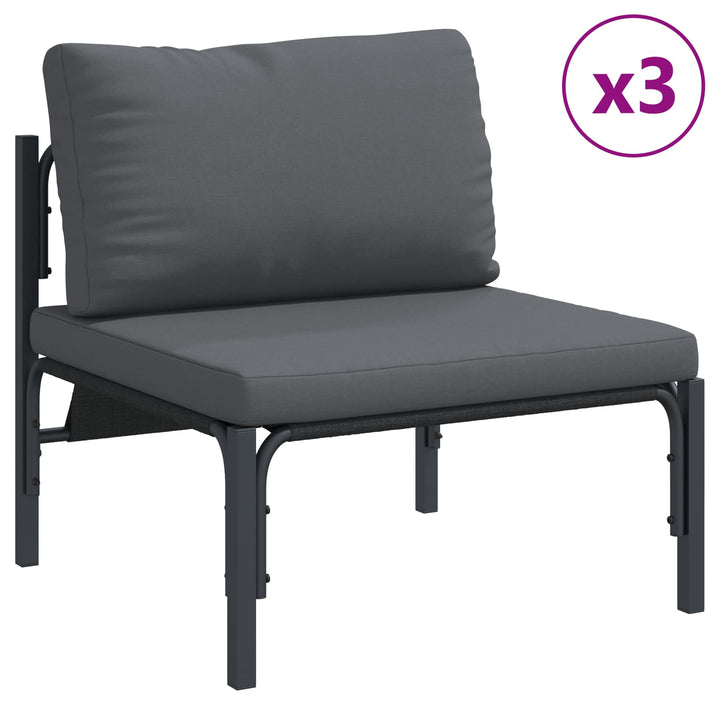 Havesofa Sæt med pude 7 pcs Sort Stål