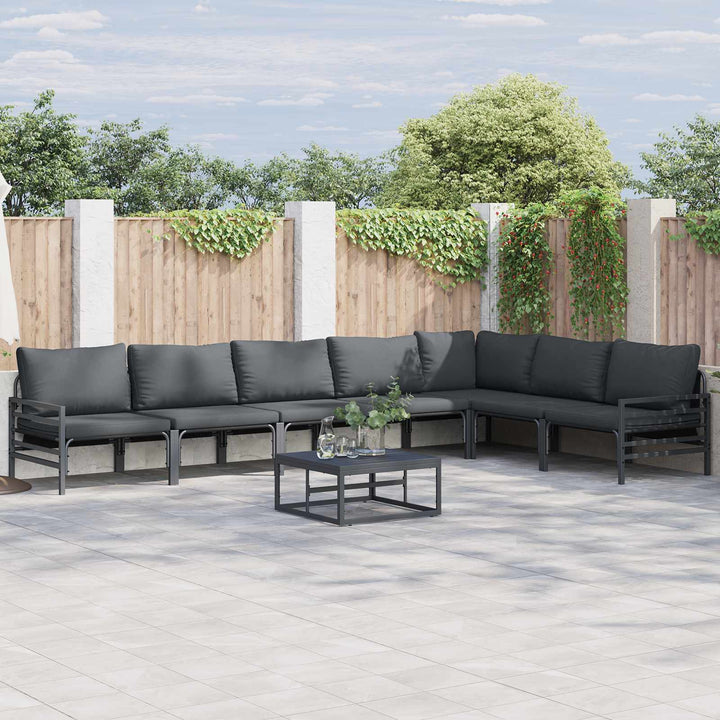 Havesofa Sæt med pude 7 pcs Sort Stål