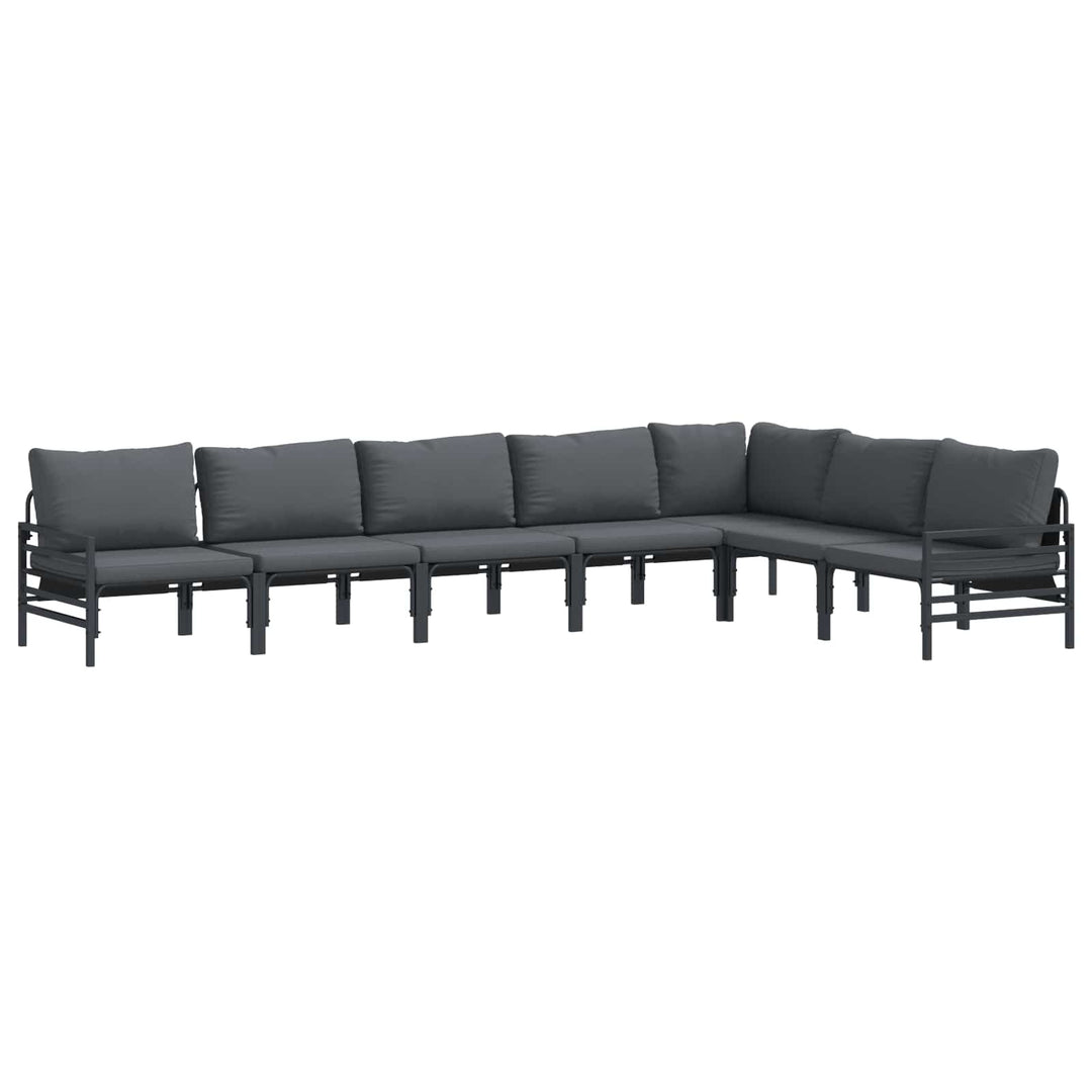 Havesofa Sæt med pude 7 pcs Sort Stål