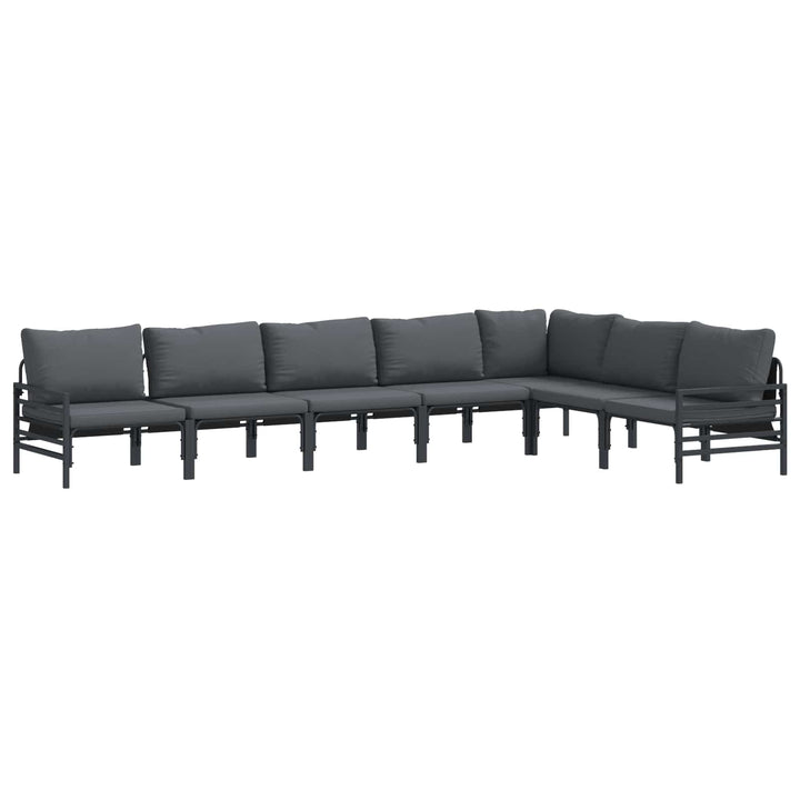 Havesofa Sæt med pude 7 pcs Sort Stål