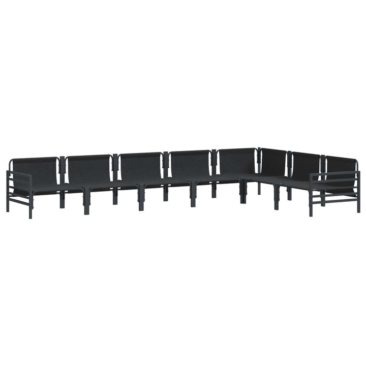 Havesofa Sæt med pude 7 pcs Sort Stål