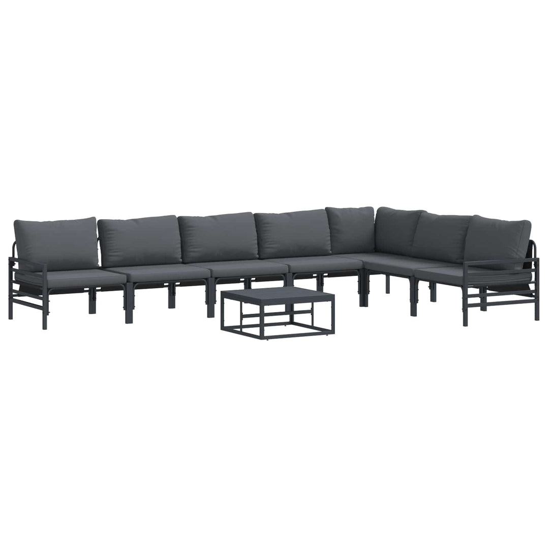 Havesofa Sæt med pude 8 pcs Sort Stål