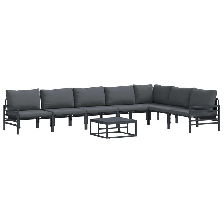 Havesofa Sæt med pude 8 pcs Sort Stål
