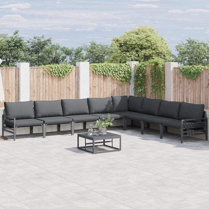 Havesofa Sæt med pude 8 pcs Sort Stål