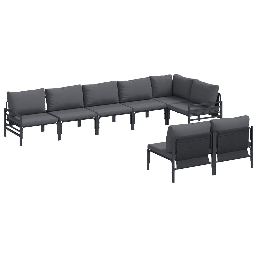 Havesofa Sæt med pude 8 pcs Sort Stål