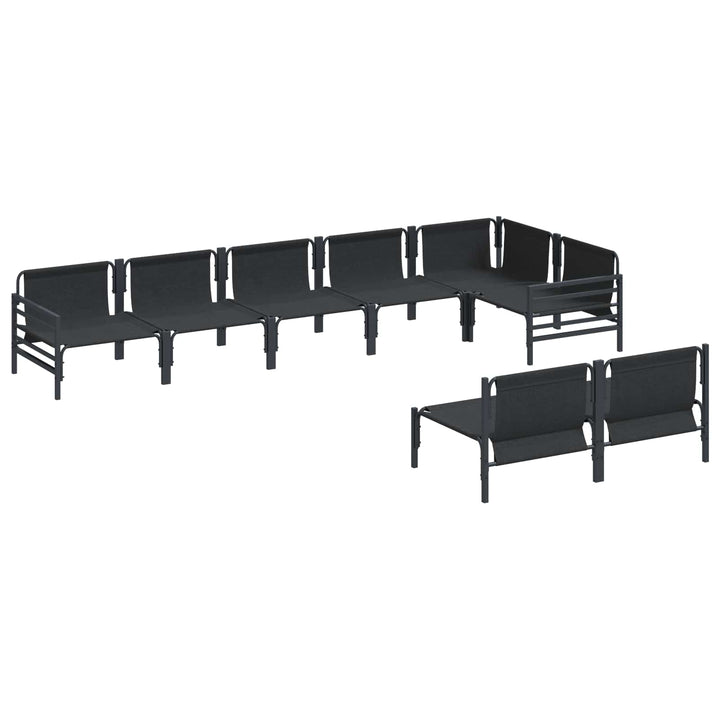 Havesofa Sæt med pude 8 pcs Sort Stål