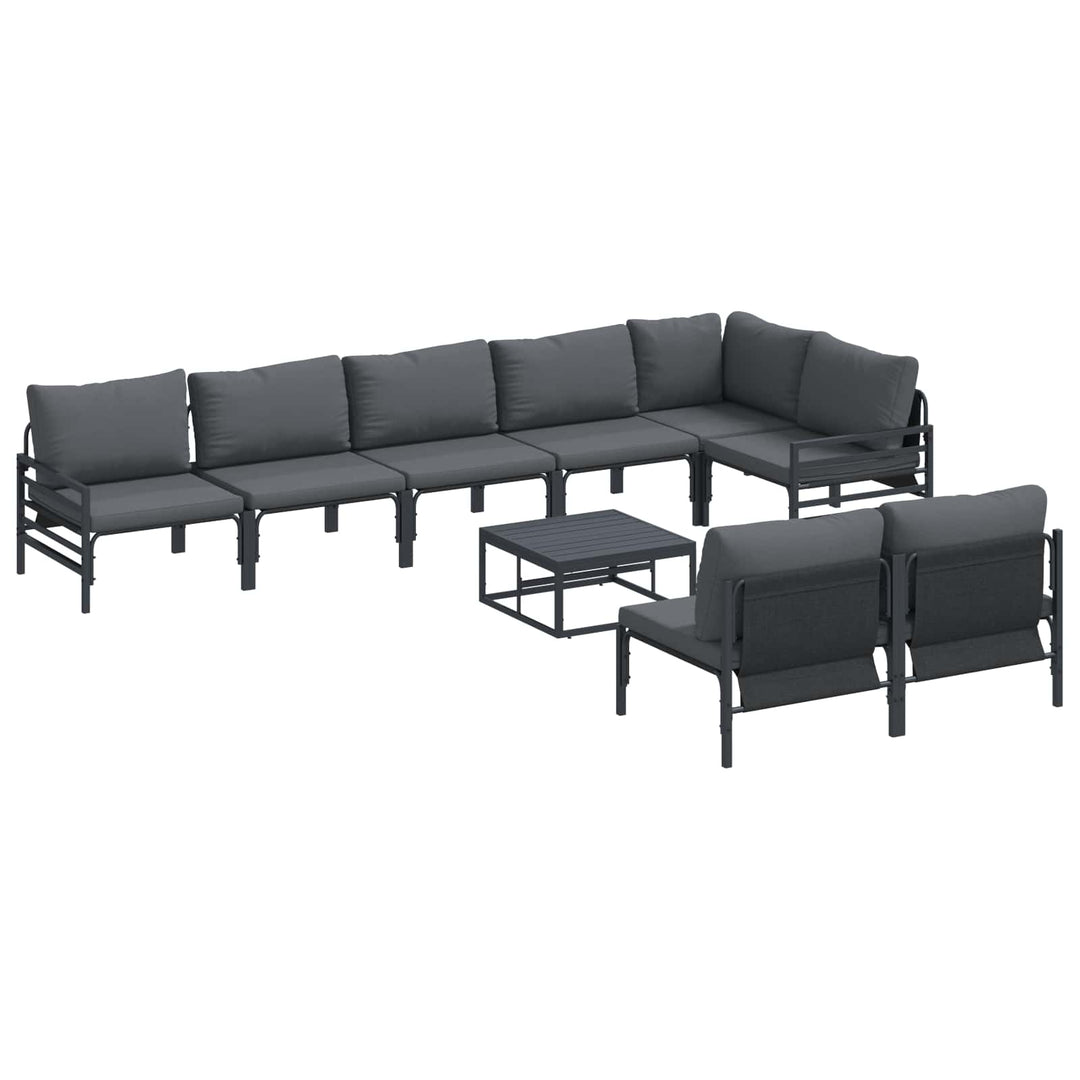 Havesofa Sæt med pude 9 pcs Sort Stål