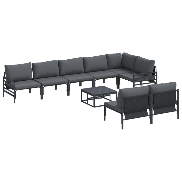 Havesofa Sæt med pude 9 pcs Sort Stål