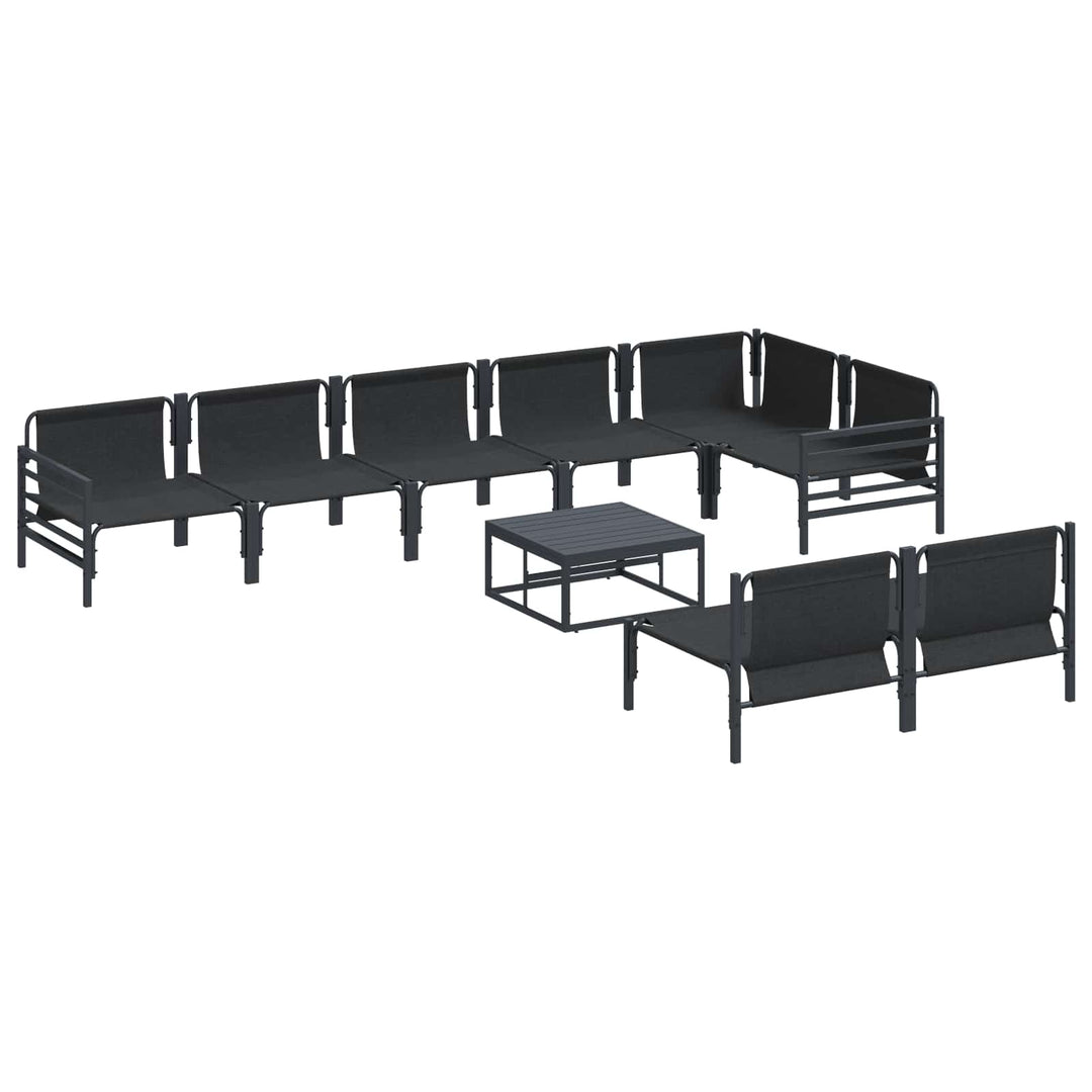 Havesofa Sæt med pude 9 pcs Sort Stål