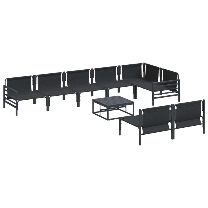 Havesofa Sæt med pude 9 pcs Sort Stål