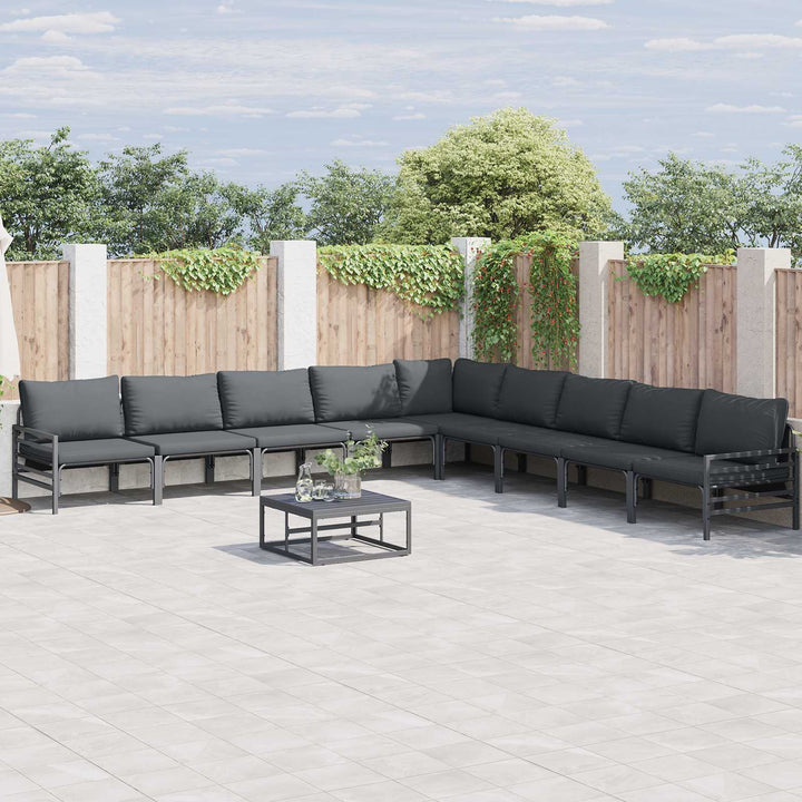 Havesofa Sæt med pude 9 pcs Sort Stål