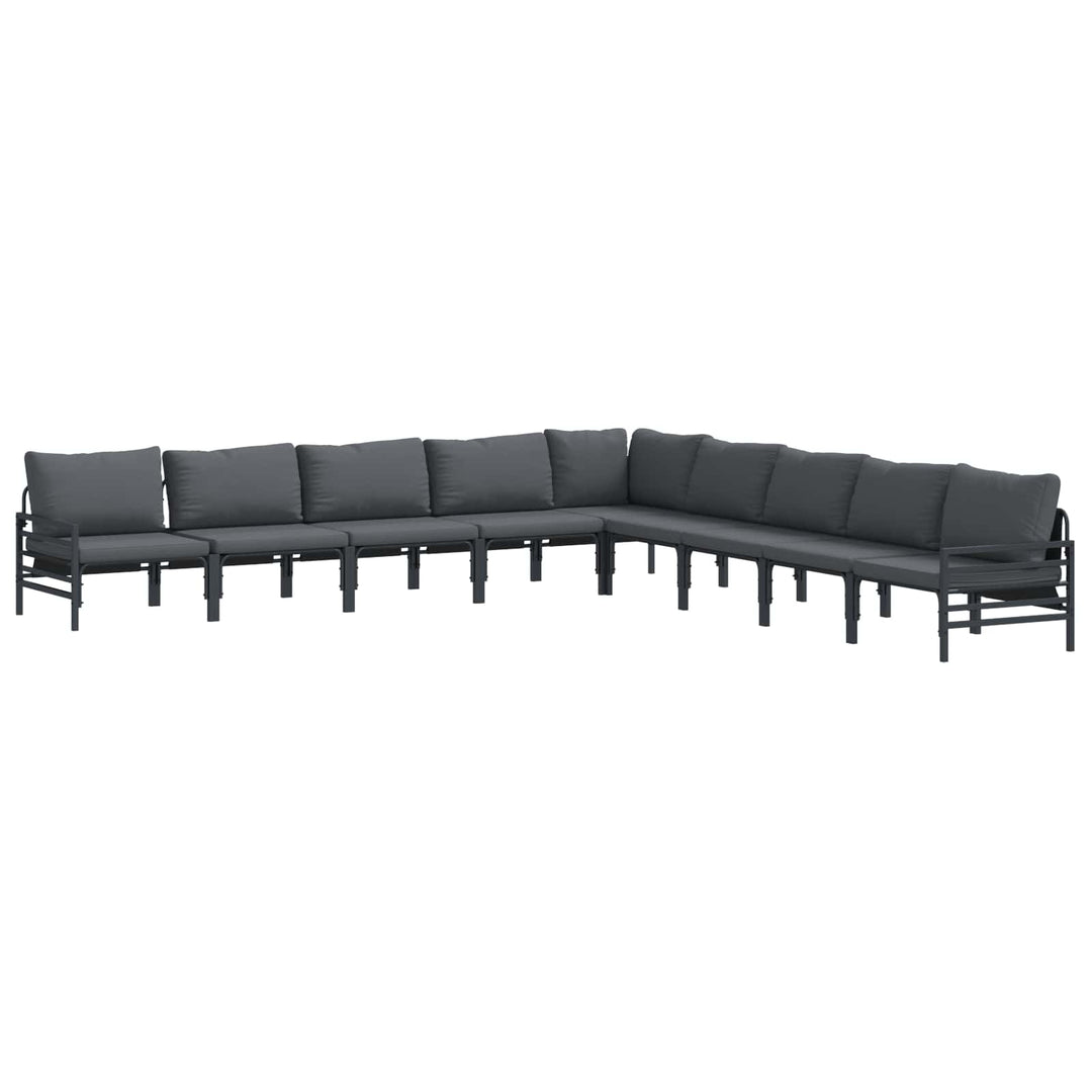 Havesofa Sæt med pude 9 pcs Sort Stål