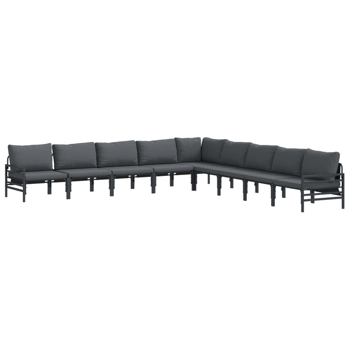 Havesofa Sæt med pude 9 pcs Sort Stål