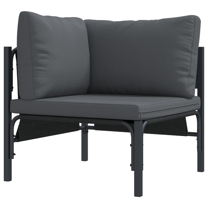 Havesofa Sæt med pude 9 pcs Sort Stål