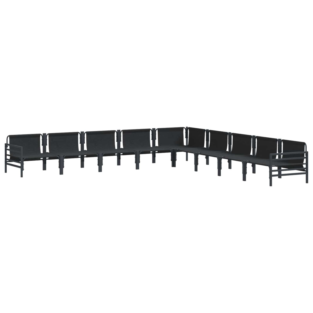 Havesofa Sæt med pude 9 pcs Sort Stål