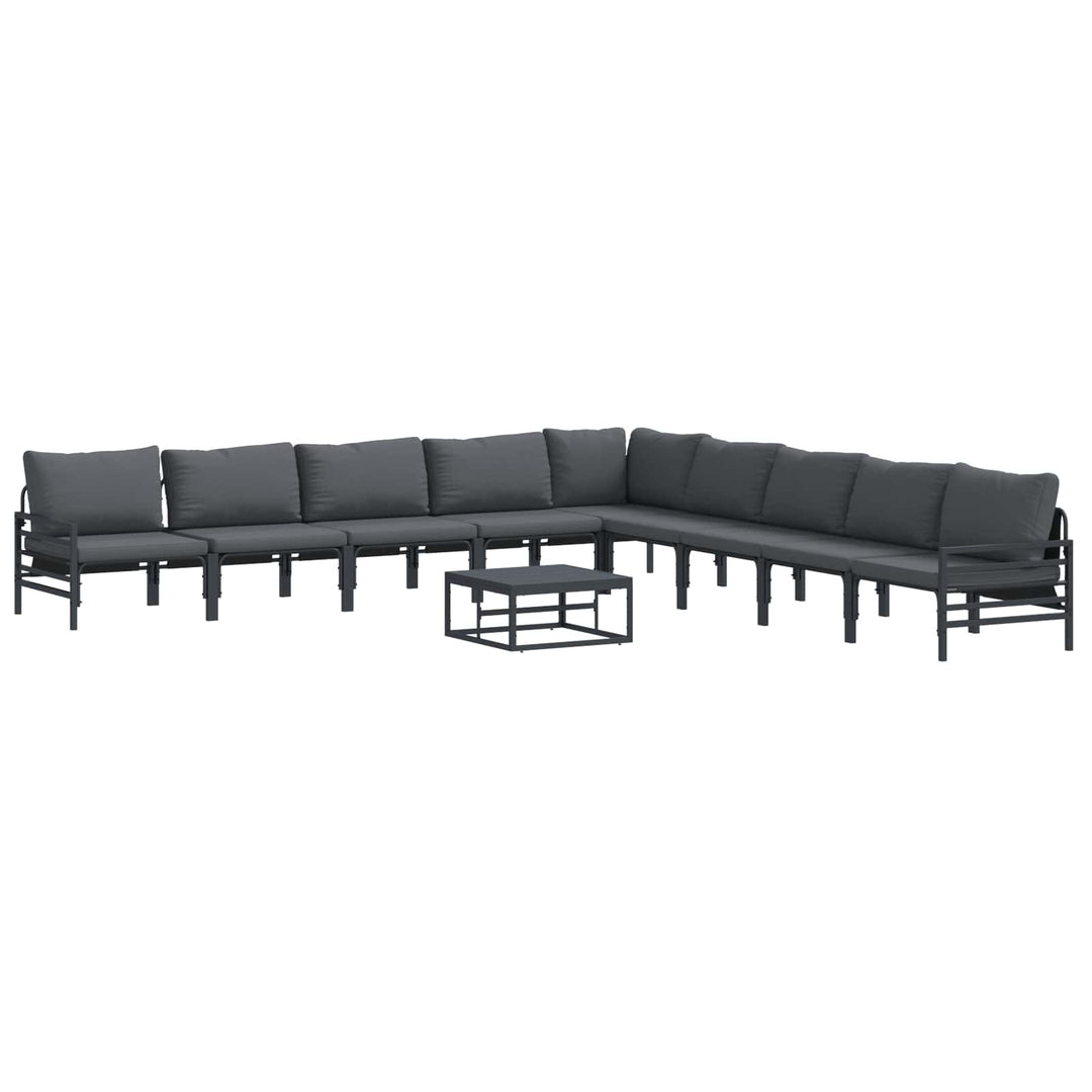 Havesofa Sæt med pude 10 pcs Sort Stål