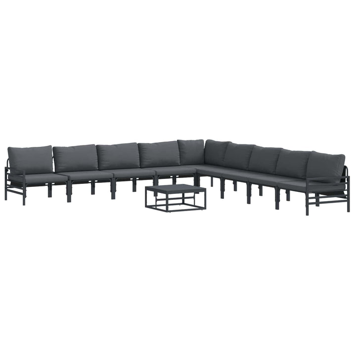 Havesofa Sæt med pude 10 pcs Sort Stål