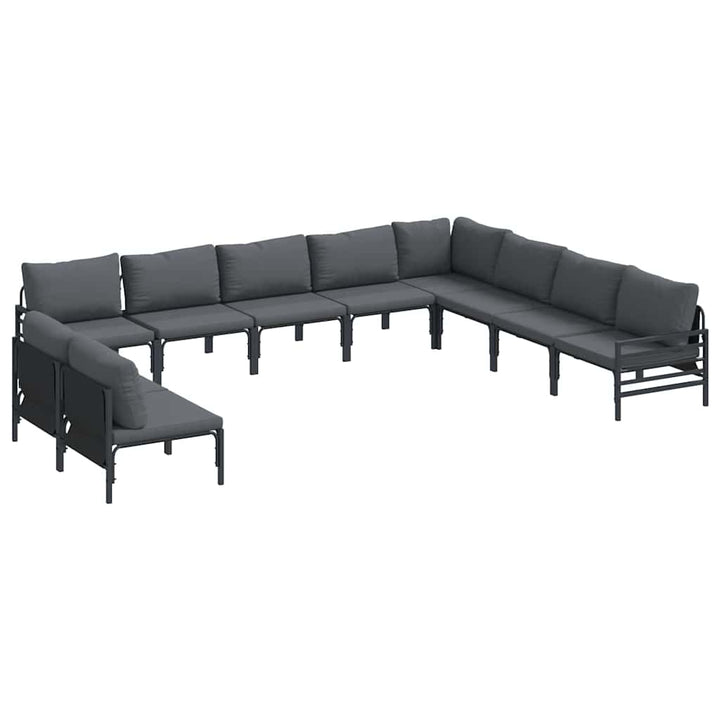 Havesofa Sæt med pude 10 pcs Sort Stål