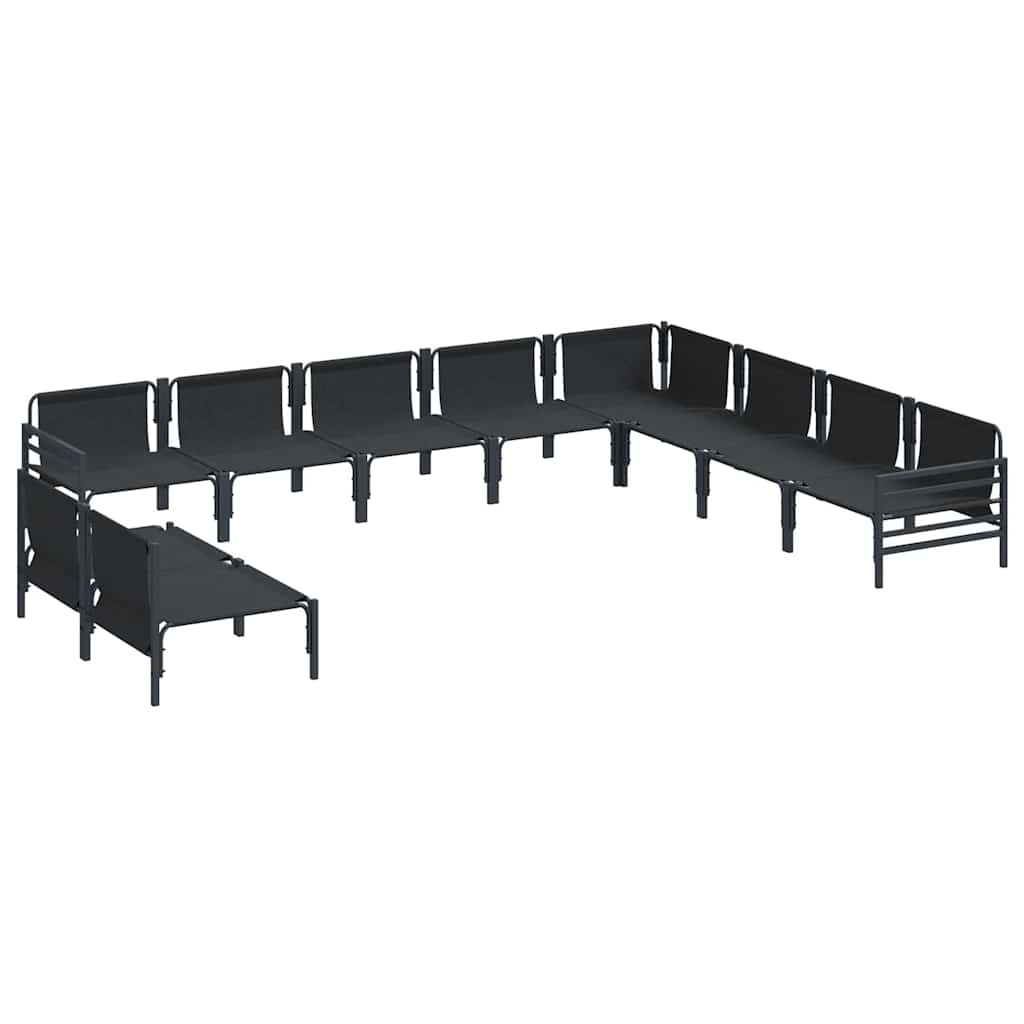 Havesofa Sæt med pude 10 pcs Sort Stål