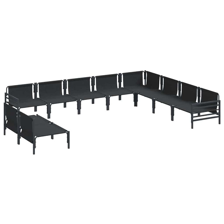 Havesofa Sæt med pude 10 pcs Sort Stål