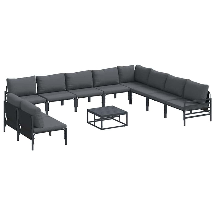 Havesofa Sæt med pude 11 pcs Sort Stål