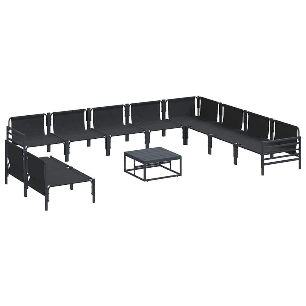 Havesofa Sæt med pude 11 pcs Sort Stål