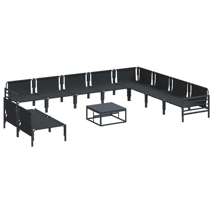 Havesofa Sæt med pude 11 pcs Sort Stål