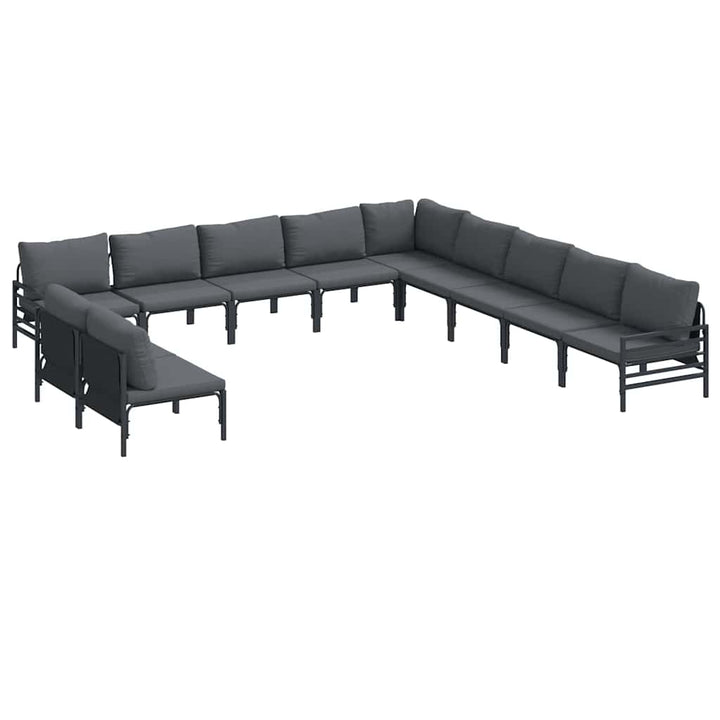 Havesofa Sæt med pude 11 pcs Sort Stål
