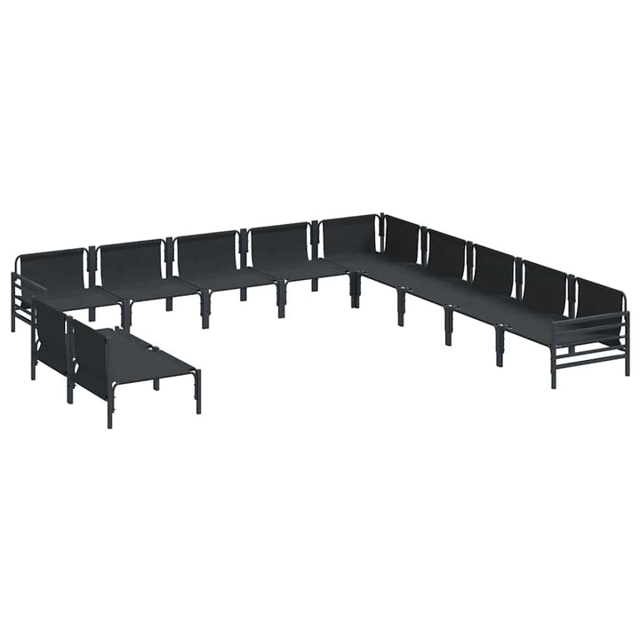 Havesofa Sæt med pude 11 pcs Sort Stål