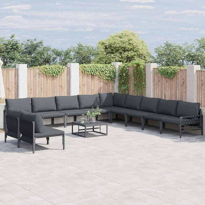 Havesofa Sæt med pude 12 pcs Sort Stål
