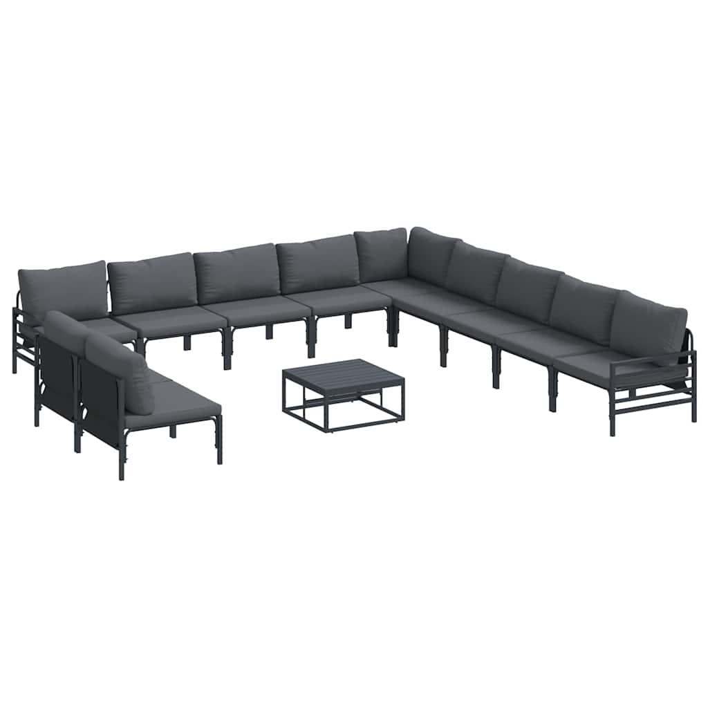Havesofa Sæt med pude 12 pcs Sort Stål