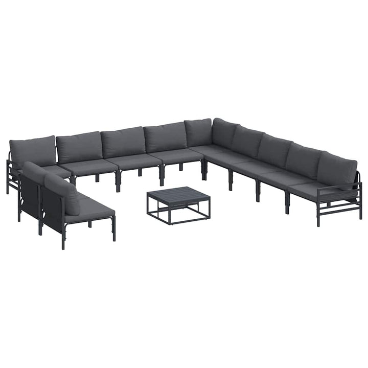 Havesofa Sæt med pude 12 pcs Sort Stål