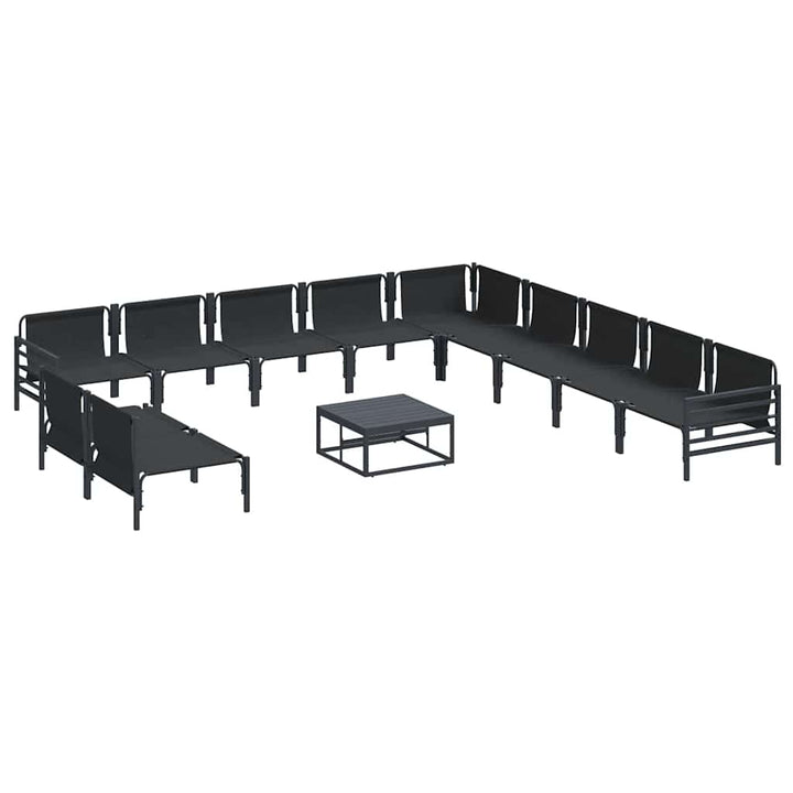 Havesofa Sæt med pude 12 pcs Sort Stål