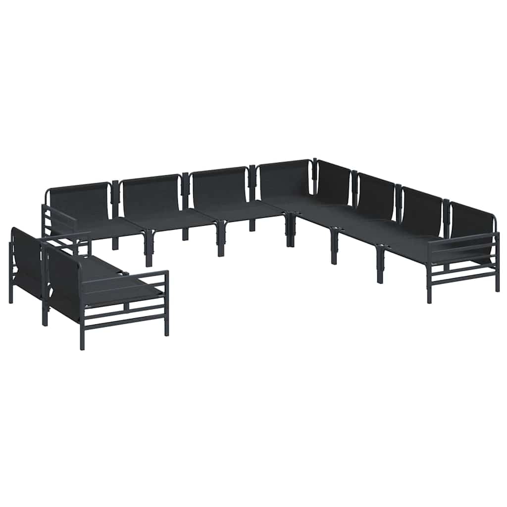 Havesofa Sæt med pude 9 pcs Sort Stål