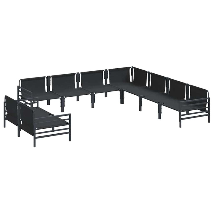 Havesofa Sæt med pude 9 pcs Sort Stål
