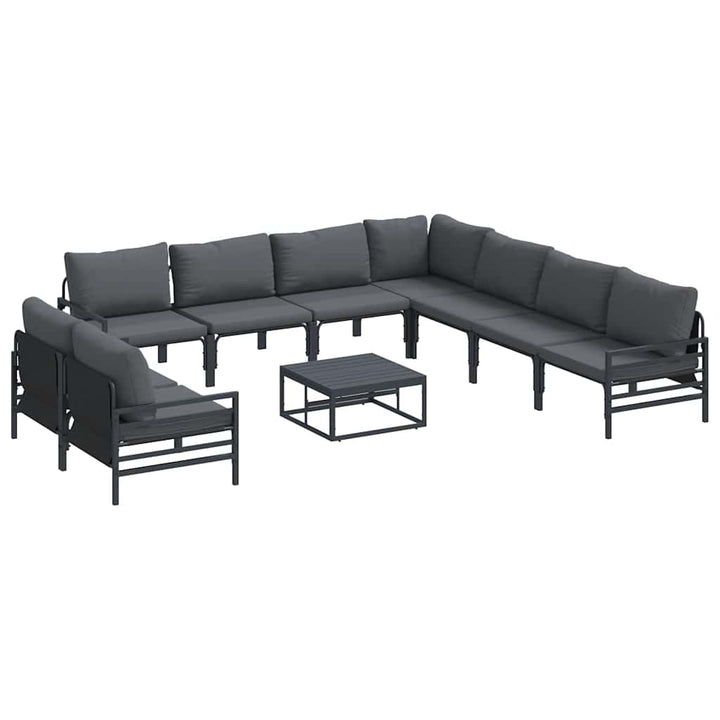 Havesofa Sæt med pude 10 pcs Sort Stål