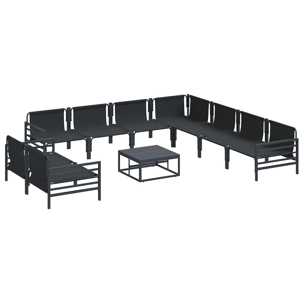 Havesofa Sæt med pude 10 pcs Sort Stål