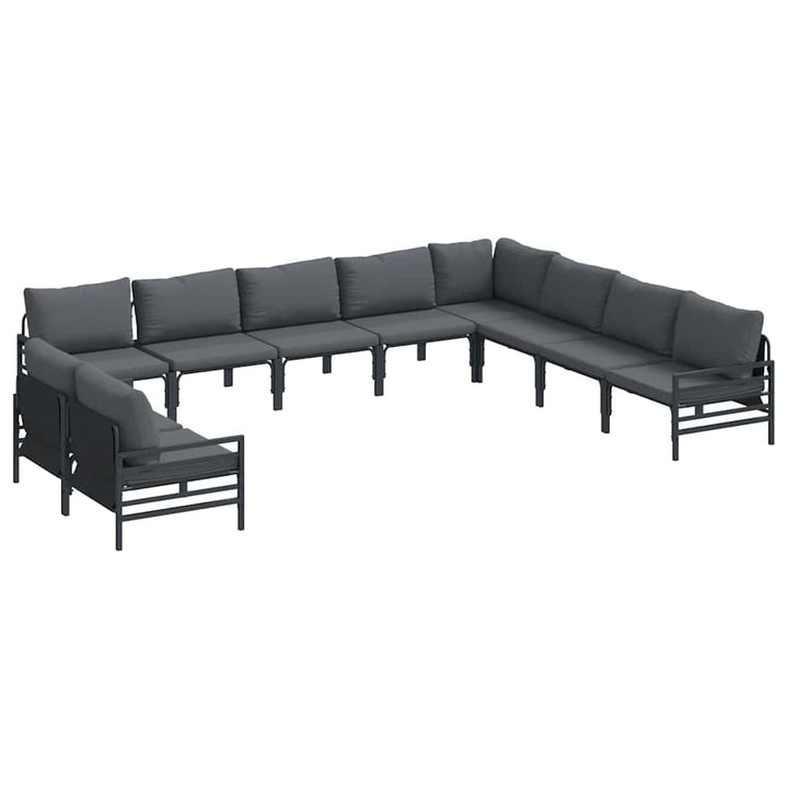 Havesofa Sæt med pude 10 pcs Sort Stål