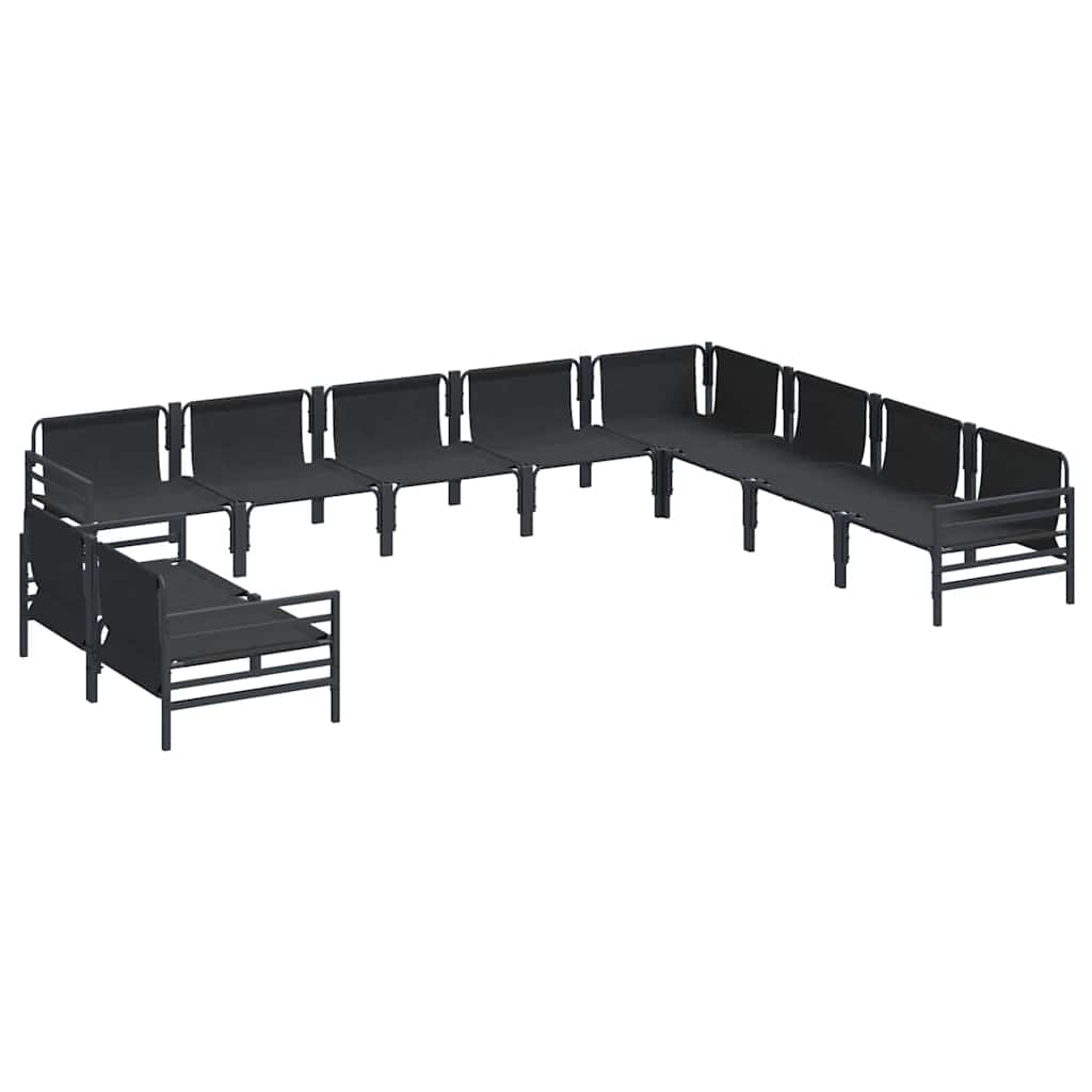 Havesofa Sæt med pude 10 pcs Sort Stål