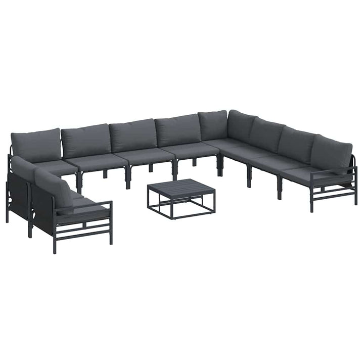 Havesofa Sæt med pude 11 pcs Sort Stål