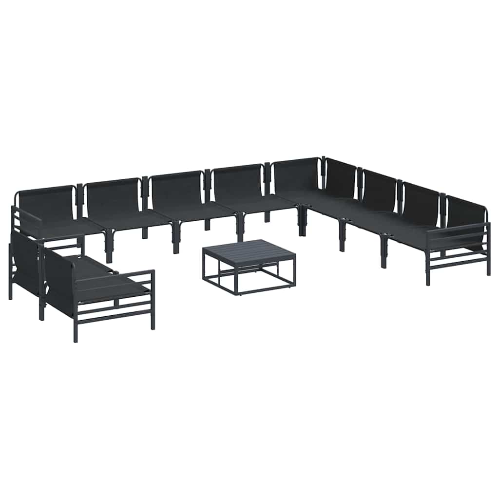 Havesofa Sæt med pude 11 pcs Sort Stål