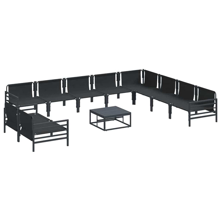 Havesofa Sæt med pude 11 pcs Sort Stål