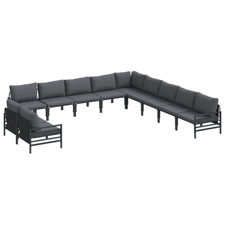 Havesofa Sæt med pude 11 pcs Sort Stål