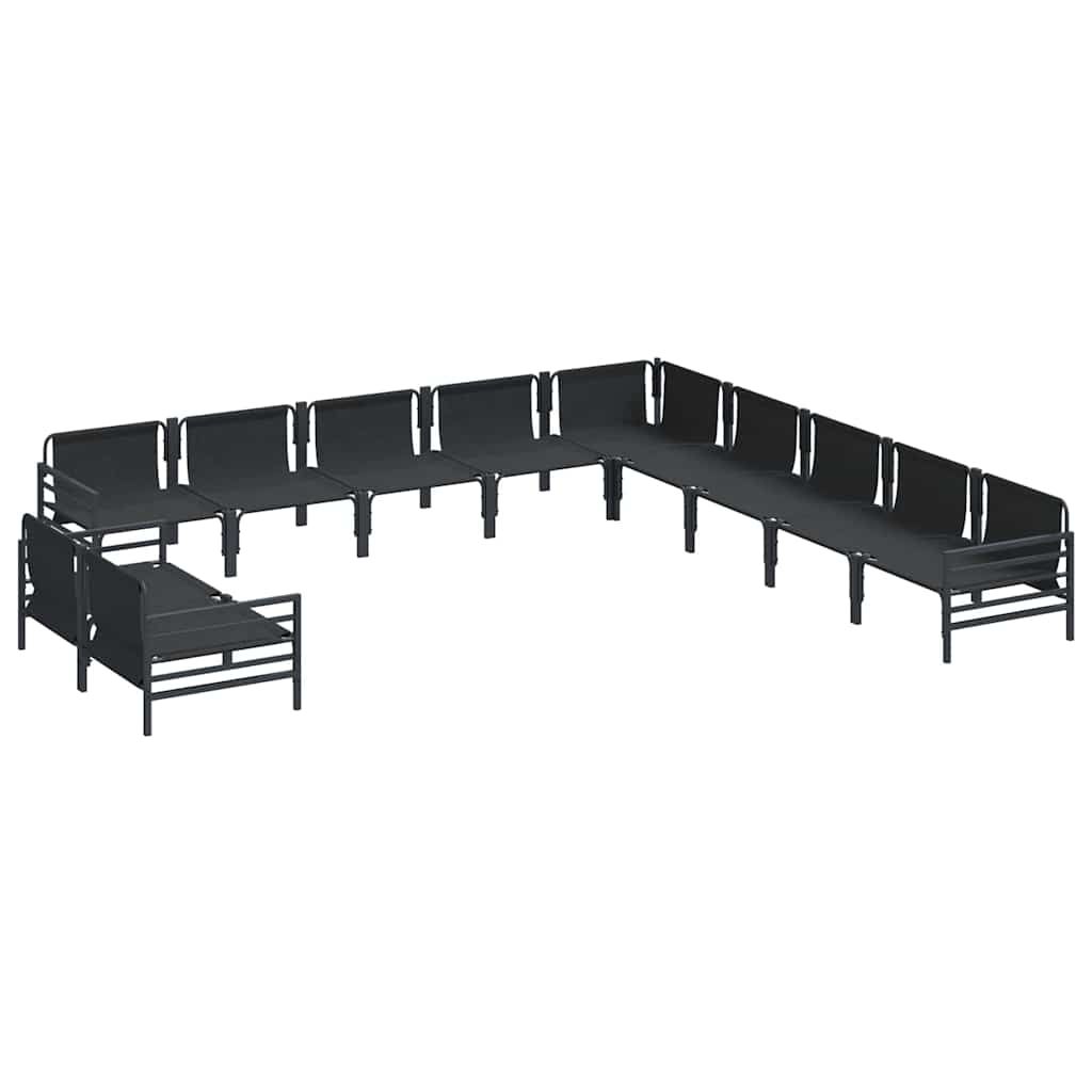 Havesofa Sæt med pude 11 pcs Sort Stål