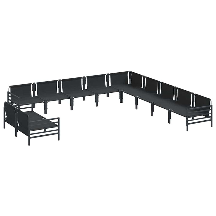 Havesofa Sæt med pude 11 pcs Sort Stål