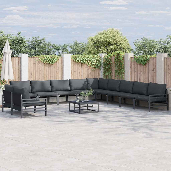 Havesofa Sæt med pude 12 pcs Sort Stål