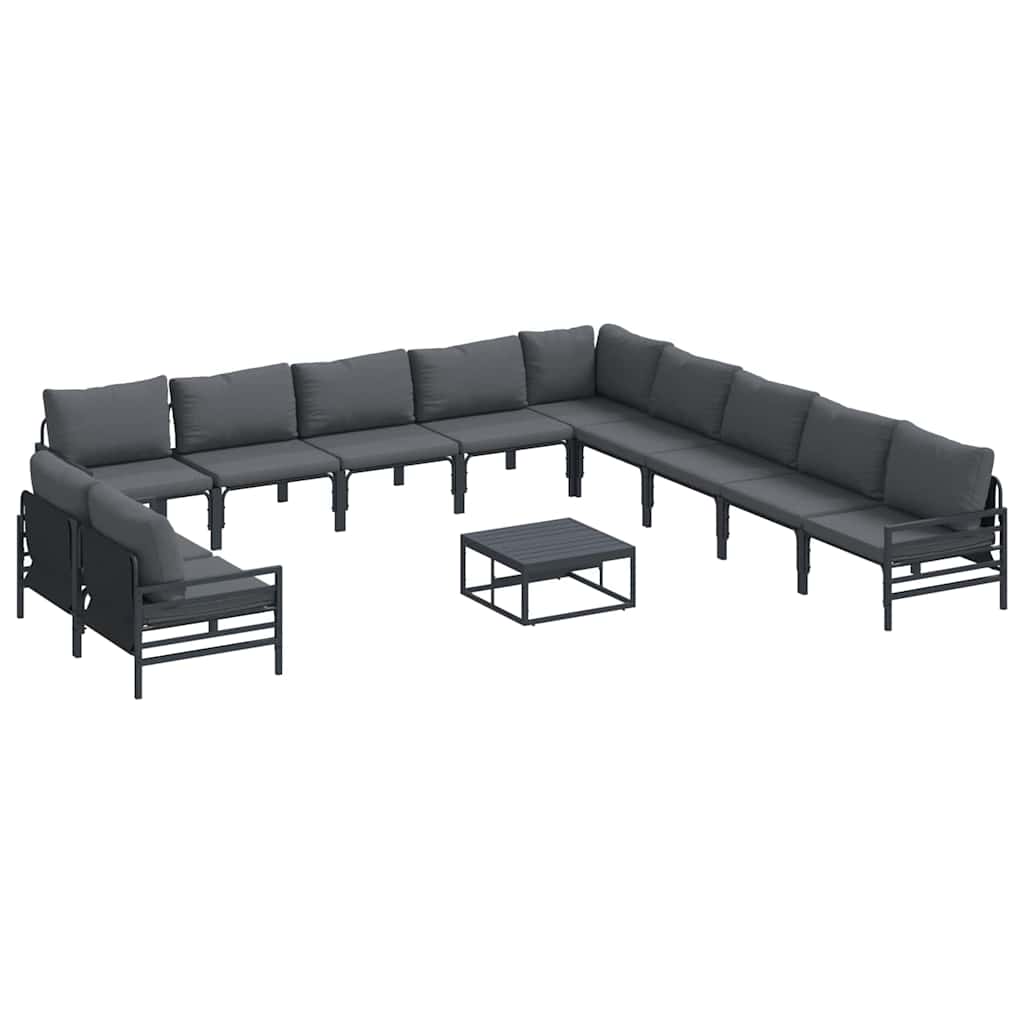 Havesofa Sæt med pude 12 pcs Sort Stål