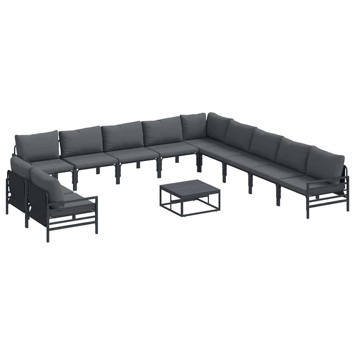 Havesofa Sæt med pude 12 pcs Sort Stål