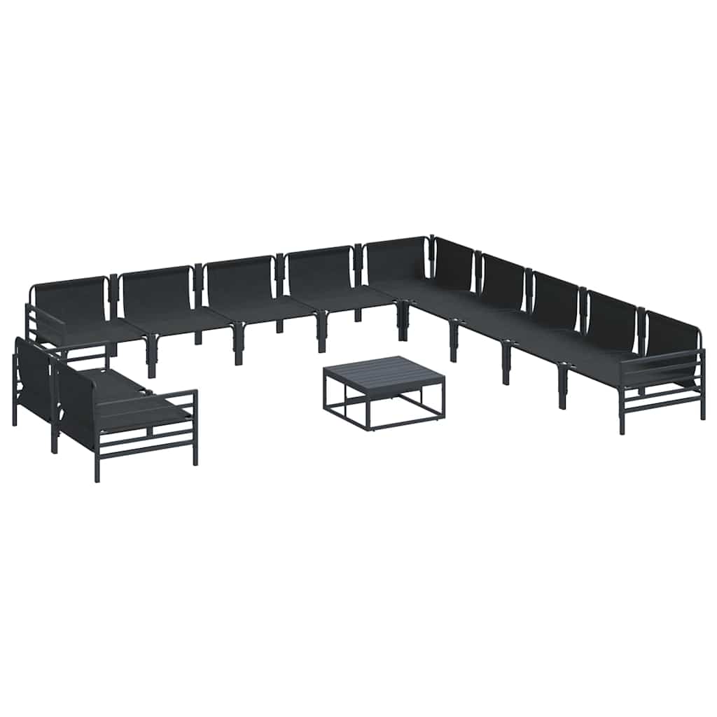 Havesofa Sæt med pude 12 pcs Sort Stål